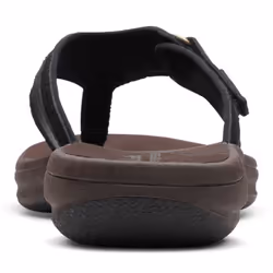 Clarks Women's Breeze Sea Flip-Flop  Black Synethetic/Brown Sole  9