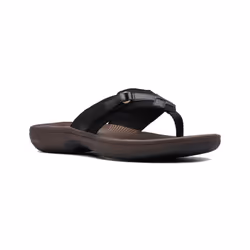 Clarks Women's Breeze Sea Flip-Flop  Black Synethetic/Brown Sole  9
