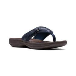 Clarks Women's Breeze Sea Flip-Flop  Navy Synthetic/Brown Sole  10