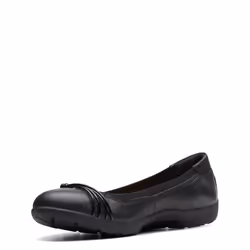 Clarks Women's Meadow Rae Ballet Flat  Black Leather  8 Wide