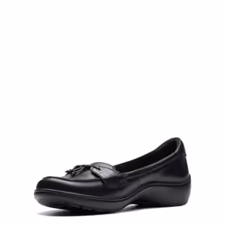 Clarks Women's Cora Haley Loafer Black Leather 7