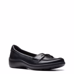 Clarks Women's Cora Haley Loafer  Black Leather  7