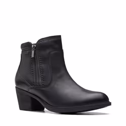 Clarks Women's Neva Zip Waterproof Ankle Boot  Black Leather  7.5