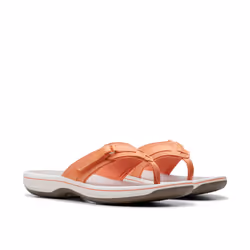 Clarks Women's Breeze Sea Flip-Flop  Tangerine/Pop Synthetic  7