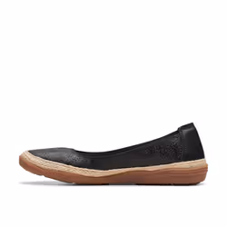Clarks Women's Elaina Rae Ballet Flat  Black Leather  11