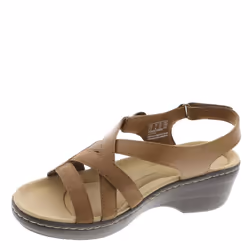 Clarks Women's Merliah Bonita Wedge Sandal Tan Leather 12 Narrow