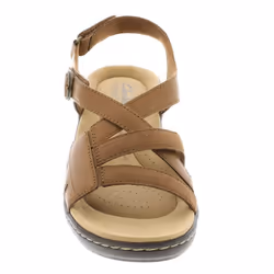 Clarks Women's Merliah Bonita Wedge Sandal  Tan Leather  12 Narrow