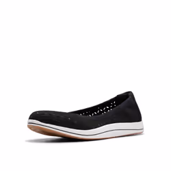Clarks Women's Breeze Roam Ballet Flat Black Textile 7 Wide