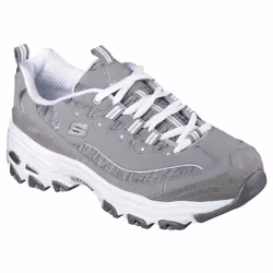Skechers womens D'LITES ME TIME Memory Foam Lace-up Sneaker Grey/White