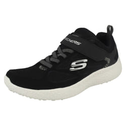 ) Boys Skechers Comfortable Trainers Burst Power Sprints 97302L - UK 9.5 Child, Black/White (Black