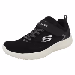 ) Boys Skechers Comfortable Trainers Burst Power Sprints 97302L - UK 10 Child, Black/White (Black