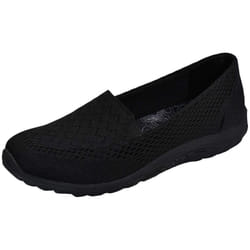 Skechers Women's Reggae Fest Willows Flat 5.5 M US Black Mesh
