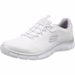 Skechers Women's Sport Empire - Rock Around Relaxed Fit Fashion Sneaker White/Silver 8 B(M) US