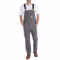 Carhartt Men's Rugged Flex Relaxed Fit Canvas Bib Overall  Gravel  40