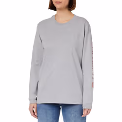 carhartt Womens K231 Workwear Logo Long Sleeve T-Shirt Regular and Plus Sizes  heather gray  X-Small