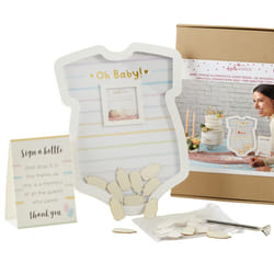 Kate Aspen Onesie Shaped Baby Shower Guest Book Shadow Box & Nursery Decoration Alternative Guestbook  One Size