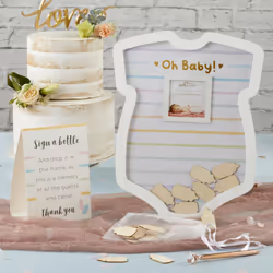 Kate Aspen Onesie Shaped Baby Shower Guest Book Shadow Box & Nursery Decoration Alternative Guestbook  One Size