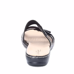 Clarks Women's Leisa Cacti Slide Sandal  Black Leather  7.5 M US