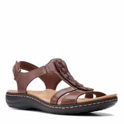 Clarks Women's Laurieann Kay Flat Sandal  Tan Leather  7