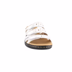 Clarks Women's Leisa Cacti Slide Sandal  White Leather  9 W US