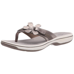 Clarks womens Brinkley Flora Flip Flop  Pewter Synthetic  9 US