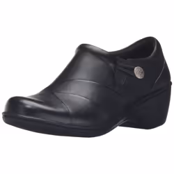 Clarks Women's Channing Ann Slip-On Loafer Black Leather 9 M US