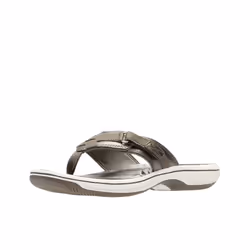Clarks Women's Breeze Sea Flip Flop  New Pewter Synthetic  9 BM US
