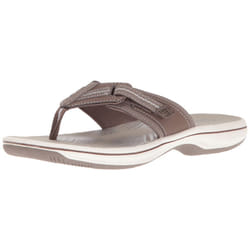 Clarks Women's Brinkley Jazz Flip Flop  Pewter Synthetic  7 M US