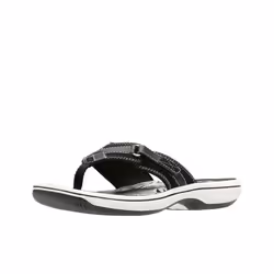 Clarks Women's Breeze Sea Flip-Flop  Black Synthetic  6