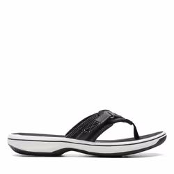 Clarks Women's Breeze Sea Flip-Flop  Black Synthetic  6