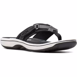 Clarks Women's Breeze Sea Flip-Flop  Black Synthetic  9