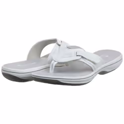 Clarks Women's Brinkley Jazz Flip Flop  White Synthetic  6 M US
