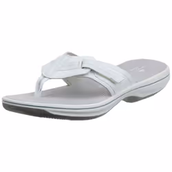 Clarks Women's Brinkley Jazz Flip Flop  White Synthetic  8 M US