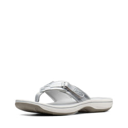 Clarks Women's Breeze Sea Flip-Flop  New Silver Synthetic  6