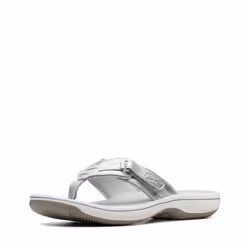 Clarks Women's Breeze Sea Flip-Flop  New Silver Synthetic  7