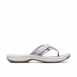 Clarks Women's Breeze Sea Flip-Flop  New Silver Synthetic  7