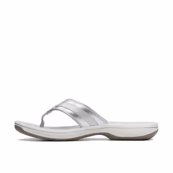 Clarks Women's Breeze Sea Flip-Flop  New Silver Synthetic  8