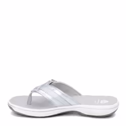 Clarks Women's Breeze Sea Flip-Flop New Silver Synthetic 9