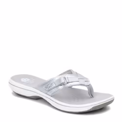 Clarks Women's Breeze Sea Flip-Flop  New Silver Synthetic  9