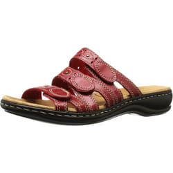 Clarks Women's Leisa Cacti Slide Sandal  Red Leather  10 M US