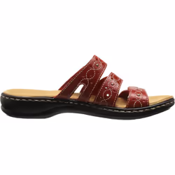 Clarks Women's Leisa Cacti Slide Sandal  Red Leather  10 M US