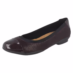 ) Ladies Clarks Ballerina Flats Neenah Garden - D Fit - UK 9, Aubergine (Purple
