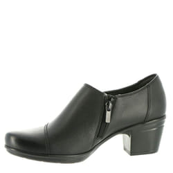 Clarks Women's Emslie Warren Slip-on Loafer Black Leather 6.5 W US