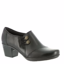 Clarks womens Emslie Warren Slip On Loafer  Black Leather  7.5 Wide US