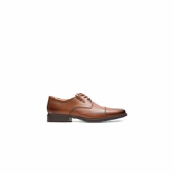 Clarks Men's Tilden Cap Oxford Shoe Dark Tan Leather 9.5 W