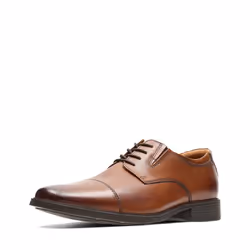 Clarks Men's Tilden Cap Oxford Shoe Dark Tan Leather 13 W