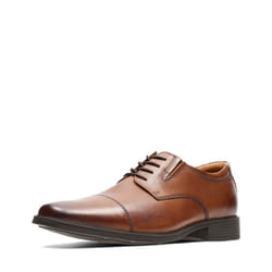 Clarks Men's Tilden Cap Oxford Shoe Dark Tan Leather 13 W