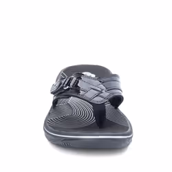 Clarks Women's Breeze Sea Flip-Flop  Black Patent Synthetic  6