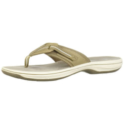 Clarks Women's Brinkley Jazz Flip Flop  Sand Synthetic  9 Medium US
