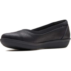 Clarks Womens Ayla Low Ballet Flat  Black Synthetic Nubuck  8.5 M US